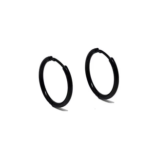 Brinco Masculino Preto 15mm Aço Inoxidável Antialérgico PAR