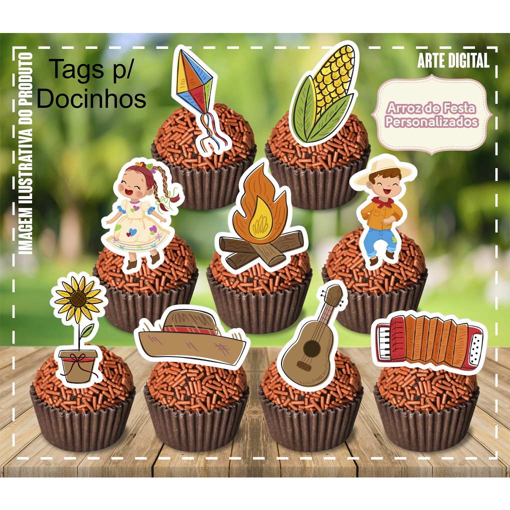 100 Tags Toppers Para Doces Docinho Festa Junina