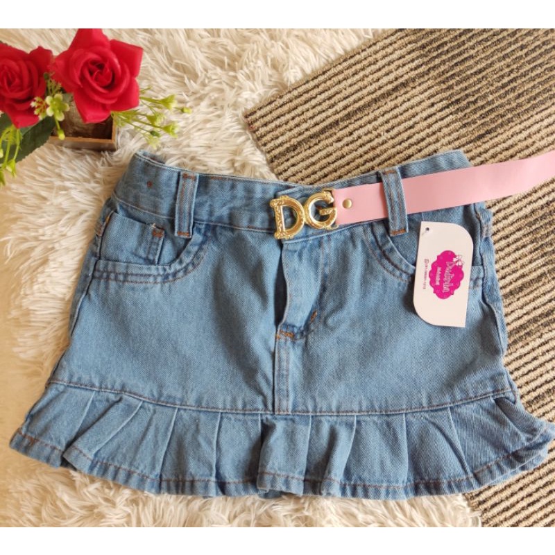 Saia jeans hot sale de babado infantil