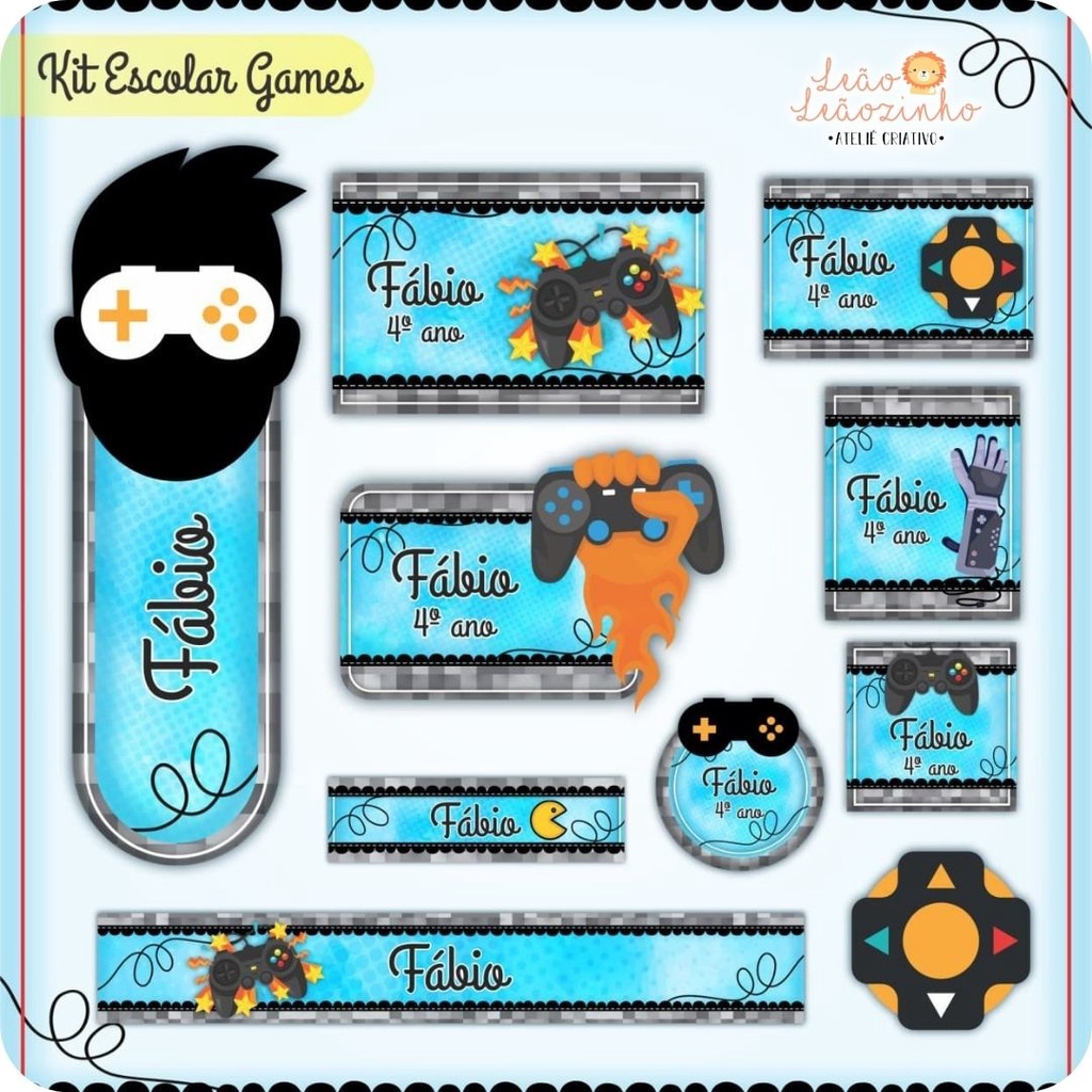 KIT Etiqueta Escolar Games - FRETE GRÁTIS