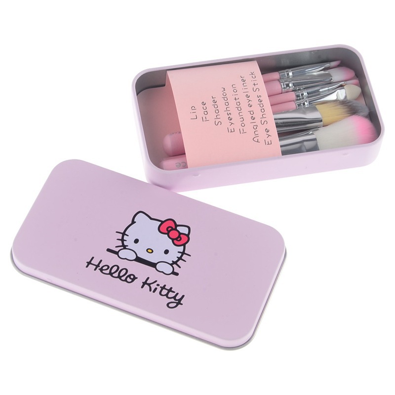 7pcs Pink Hello Kitty Caixa De Lata Maquiagem