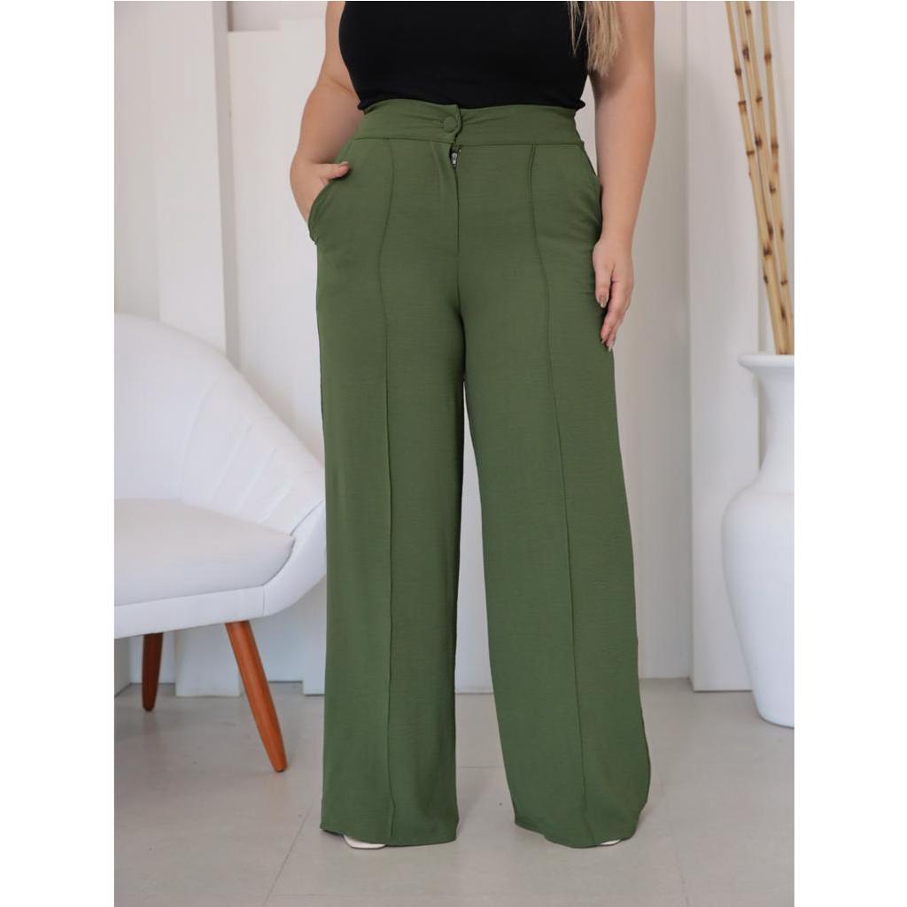 Calça Pantalona Plus Size Wide Leg Duna Moda Tendência G1 G2 G3