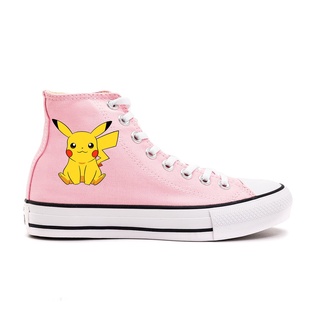 Tênis Tipo AllStar Branco e Preto Pikachu Pokémon - Índigo Trend