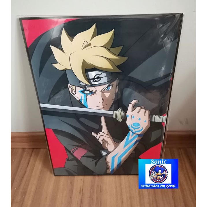 Quadro Decorativo Naruto Boruto Animes c/ Moldura e Vidro