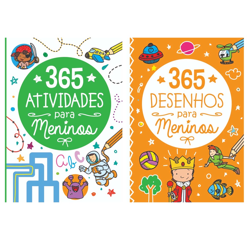 Kit 5 Livros, 365 Atividades e Desenhos Para Colorir