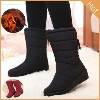 Botas De Neve Femininas De Inverno Femininas Casual Preto Vermelho