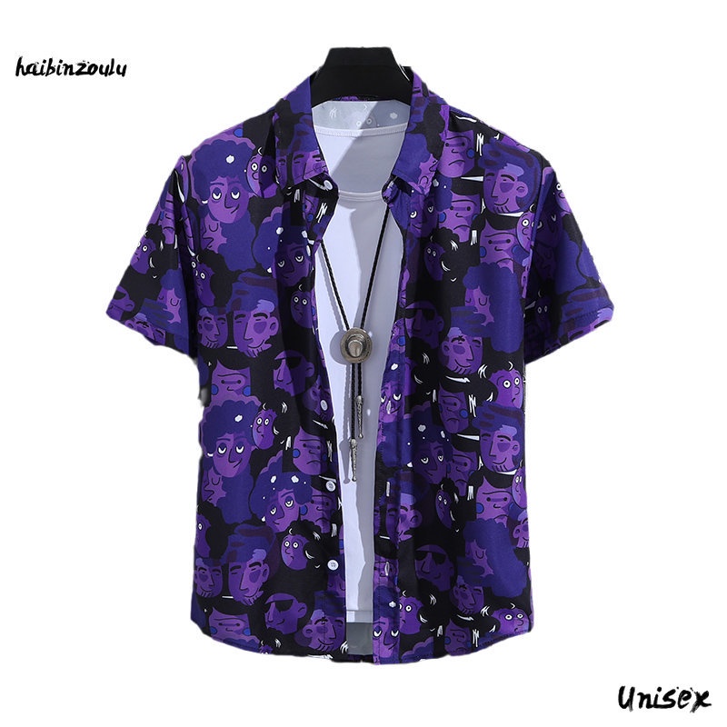 HAIBINZOULU Camisa De Manga Curta Unisexo Graffiti Gola Rulê Polo