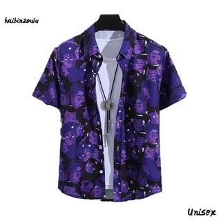HAIBINZOULU Camisa De Manga Curta Unisexo Graffiti Gola Rulê Polo