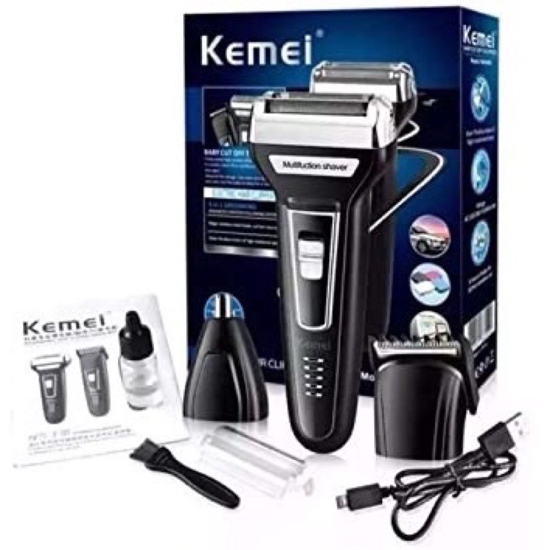 Maquina Kemei Maquininha De Barbear Depilador Masculino 3 in 1