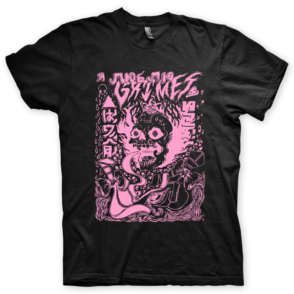 Camiseta Grimes Preta e Rosa em Silk 100% Algodão | Shopee Brasil