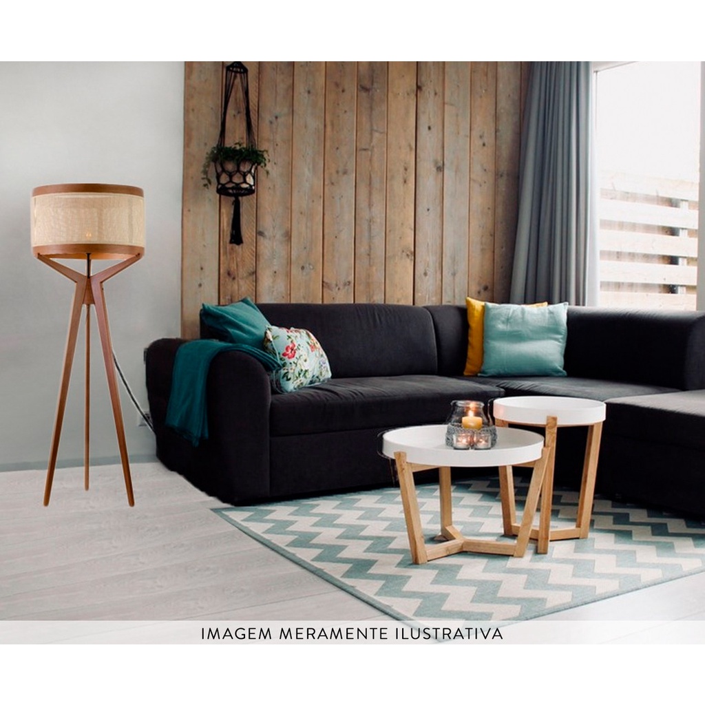 Luminária de Chão Rustica Rede Castanho Bivolt Shopee Brasil