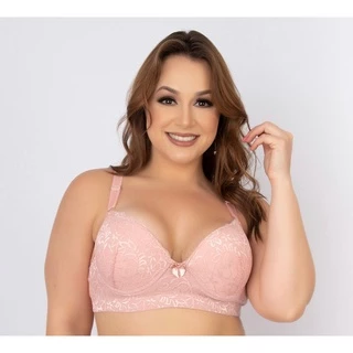 Sutiã Com Bojo Plus Size De Renda Reforçado Com Aro Sustenção