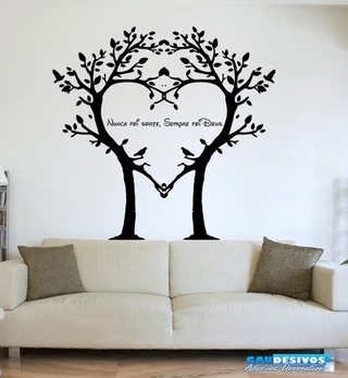 Adesivo Decorativo De Parede Árvore E Frase Sempre Foi Deus sala quarto cozinha