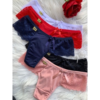 Kit 5 Calcinha De Renda Modelo Tanga Barbara Atacado