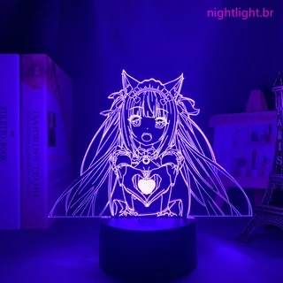 Lâmpada Anime 3d Nekopara Chocola Para Decoração Do Quarto Luz Noturna Manga Presente De Aniversário Das Crianças Quarto Anime Led Light Nekopara Noite Luz