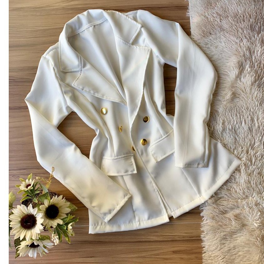 Blazer alfaiataria feminino store branco