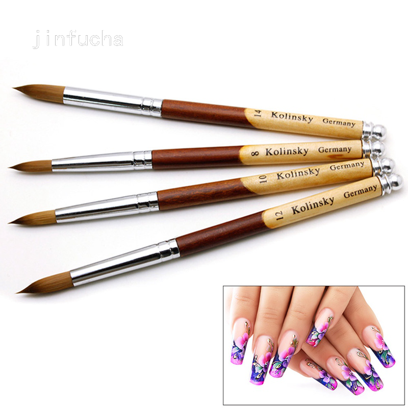 100% Pure Kolinsky Escova De Unha Acrílica Com Friso Tamanho 8 10 12 14 16 18 20 22 24