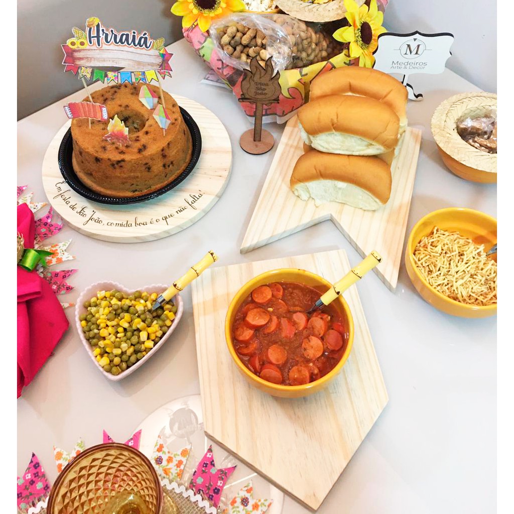 Kit Tábuas Mesa Posta Pinus Madeira São João Festa Junina/Julina Frios OFERTA