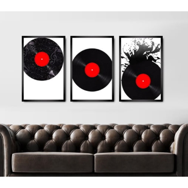 Quadro decorativo disco vinil 3 peças | Shopee Brasil