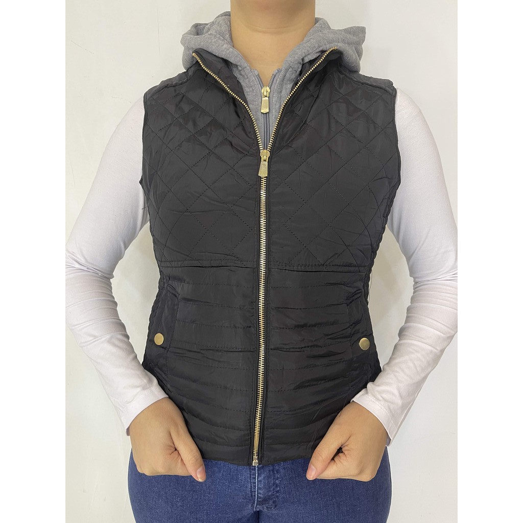 Colete Feminino Matelasse Nylon com Capuz Removível | Shopee Brasil