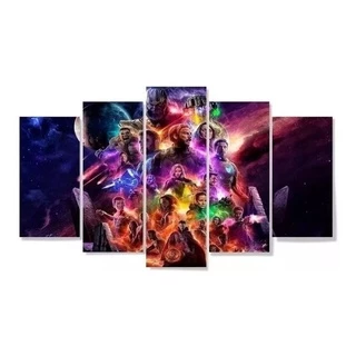 Kit Quadro Para Quarto 5 Peças Vingadores Ultimato Avengers Marvel quarto sala cozinha