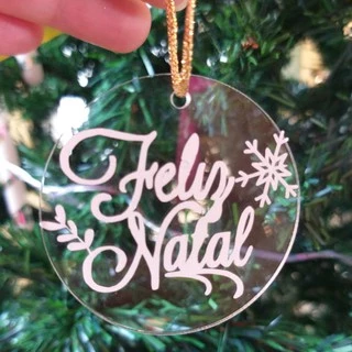 Tag de Acrílico para Arvore de Natal 5cm Decoração Natalina e Fim de Ano, Enfeite de Natal