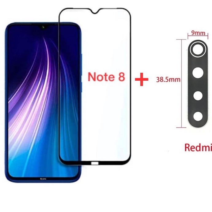 Película De Vidro Da Tela 3D Redmi Note 8 + Lente De Vidro Da Câmera Traseira Redmi Note 8 Pronta Entrega