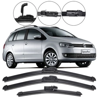 Kit 3 Palhetas Limpador Parabrisa Dianteiro + Traseiro VW SpaceFox 2006/2012