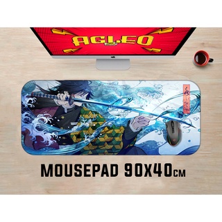 Mouse Pad Gamer Demon Slayer Kimetsu No Yaiba Extra Grande 90x40cm Borda Costurada Tomioka Zenitsu Nezuko Tanjiro Hengoku Hashiras