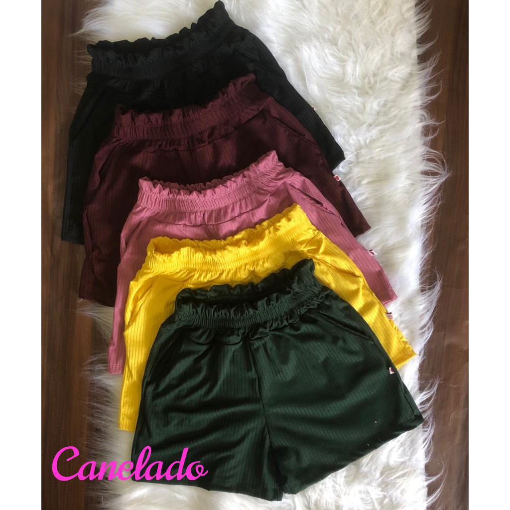 Short malha cintura store alta