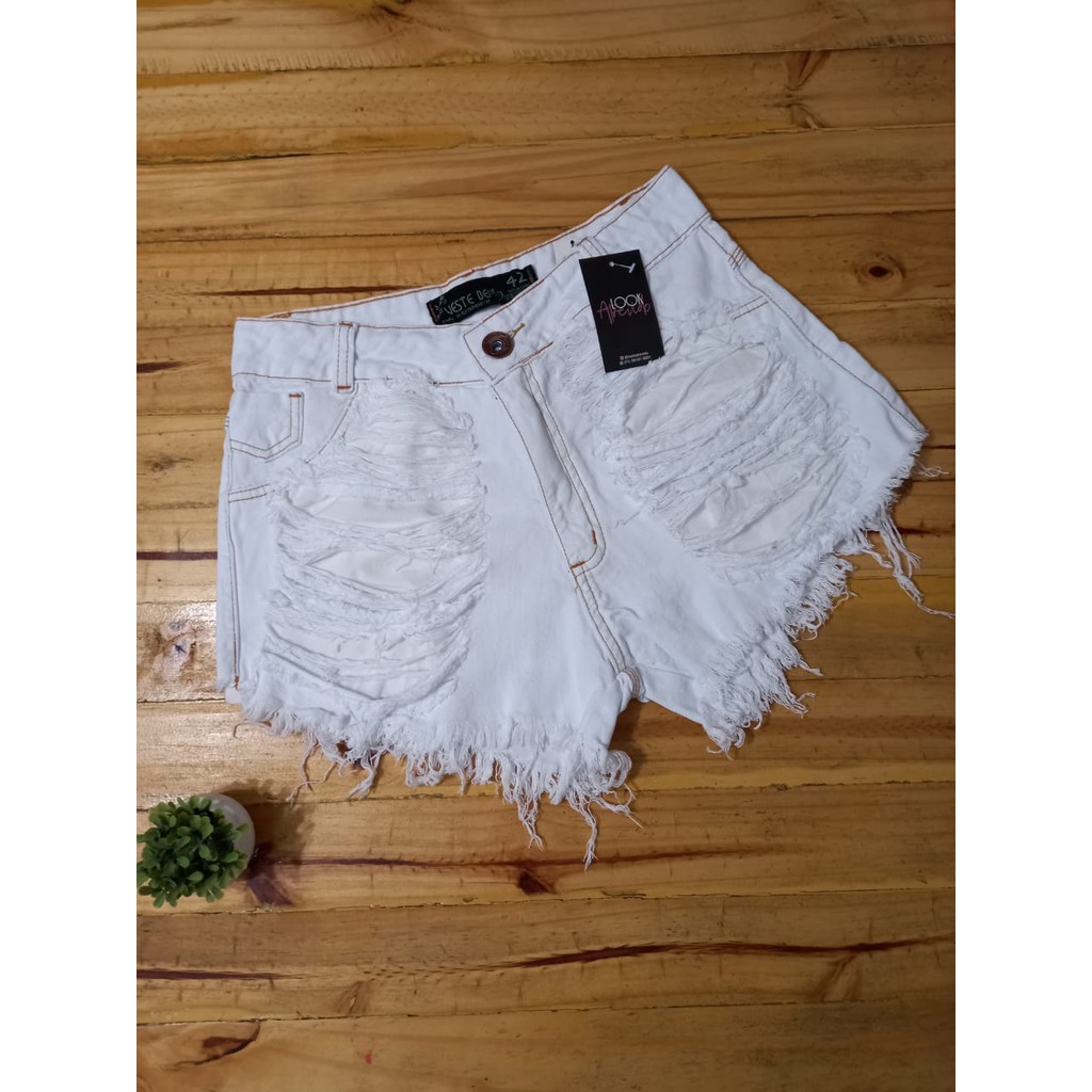 Shorts branco hot sale destroyed