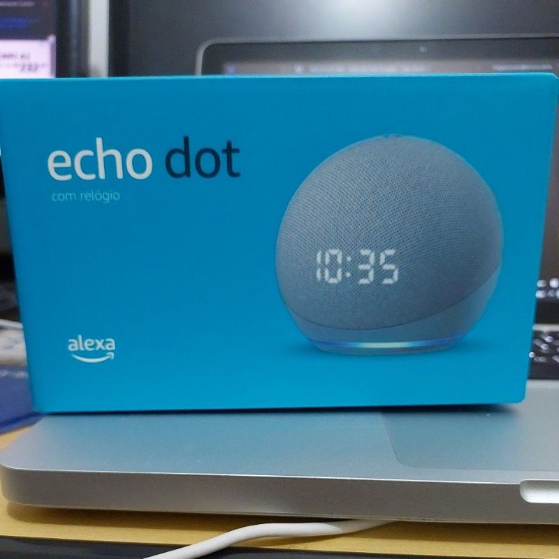 Smart Speaker  Echo Dot 4 Geracao com Relogio e Alexa Azul