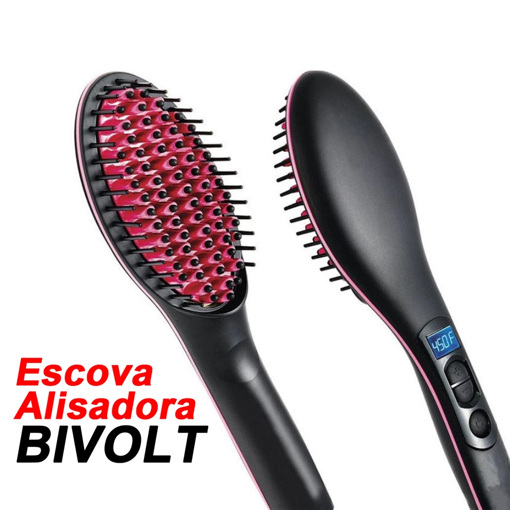 Escova Alisadora E Modeladora 2 Em 1 - Bivolt | Shopee Brasil