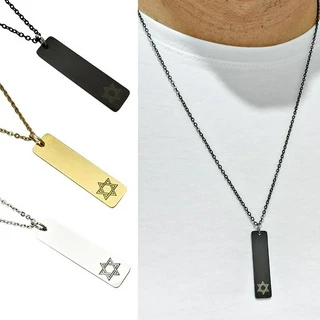 Colar corrente masculino Estrela de Davi aço inox gravação verso personalizada