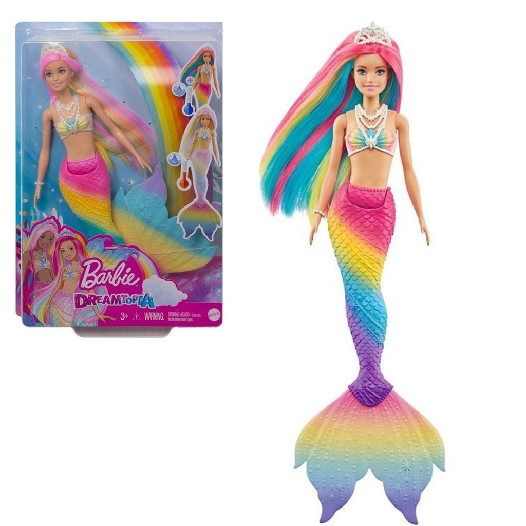 Barbie Dreamtopia Sereia Arco Íris Muda Cor - Mattel GTF89 - UPA STORE