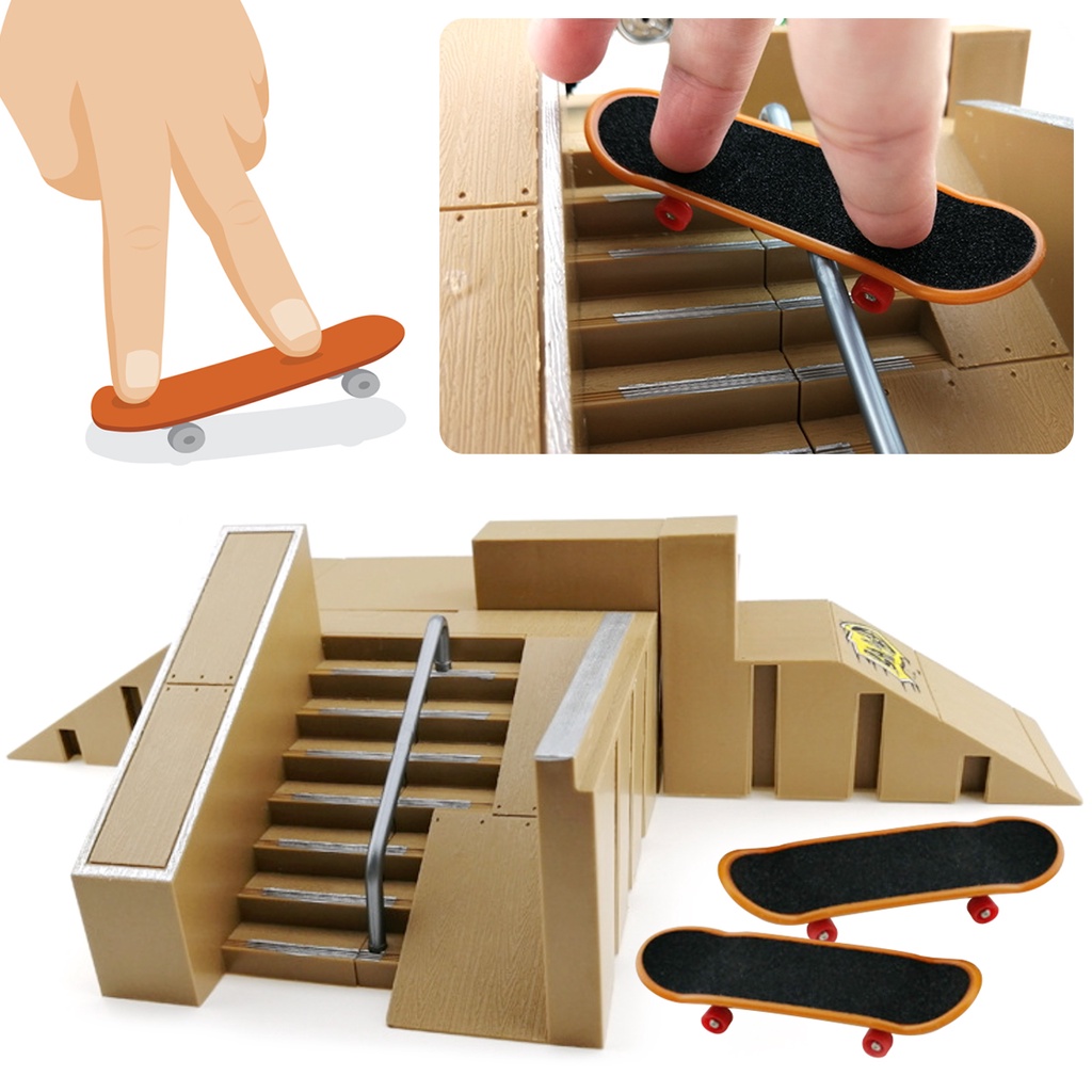 Skate de dedo para crianças, kit de rampa de skate de skate e