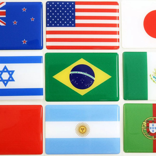 Adesivo Bandeira Brasil Países Estados Resinado Universal