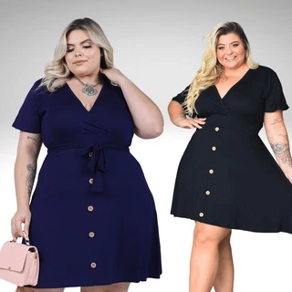 Vestido Feminino Plus Size com Laço Na Cintura Moda Evangélica Soltinho G GG EXG