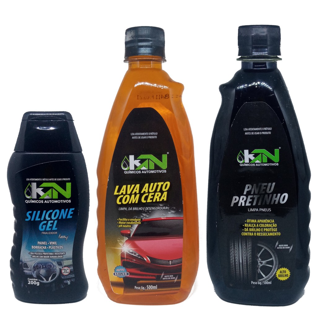 Kit Limpeza Automotiva Essenciais 1 Shampoo Automotivo + 1 Silicone ...