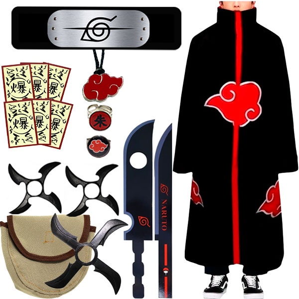 Naruto Bottons Akatsuki Nuvem Vermelha kit com 2 unidades