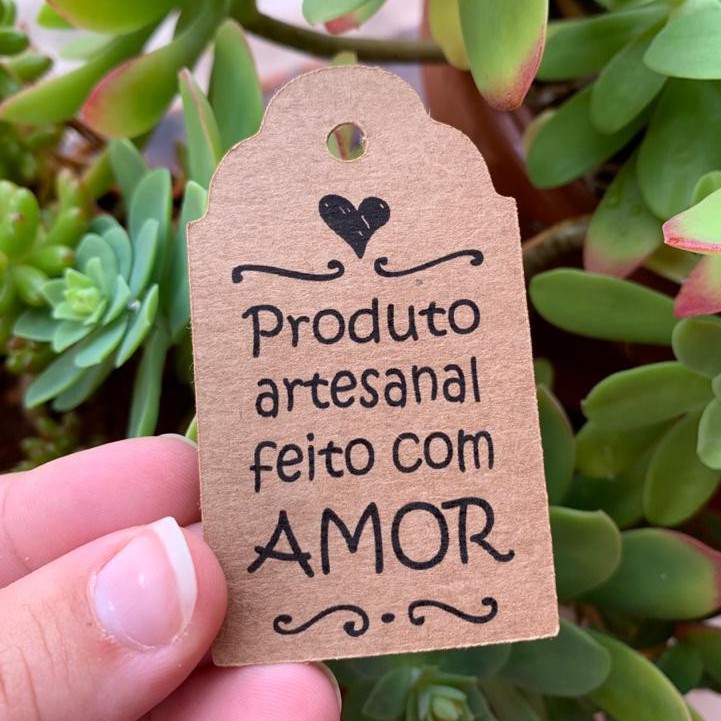 Tag Kraft Produto Artesanal Feito com Amor - 4x7 cm