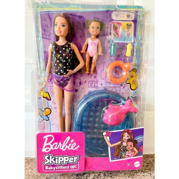 Jogo conjunto barbie skipper babá criança diversão piscina grp39, mattel  boneca original, bonecas para meninas crianças