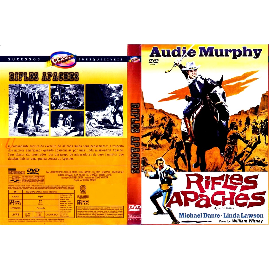 FILME RIFLES APACHES-1964-Audie Murphy | Shopee Brasil