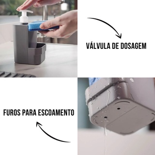 Porta Dispenser Detergente e Esponja 500ml Pia Cozinha Sabão Suporte