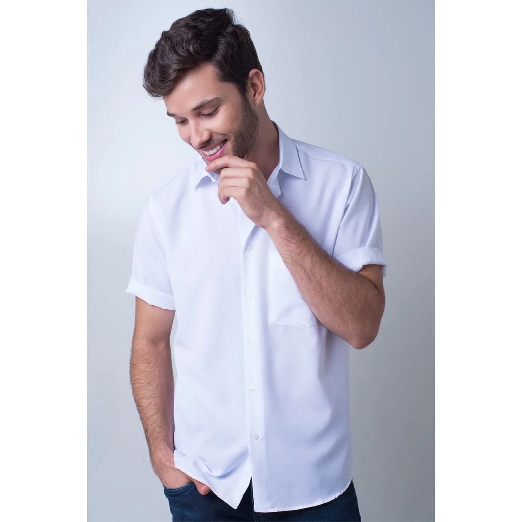 Camisa social masculina hot sale branca manga curta