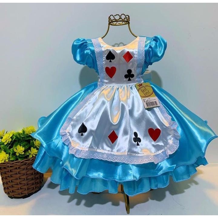 Vestido da alice do país best sale da maravilha