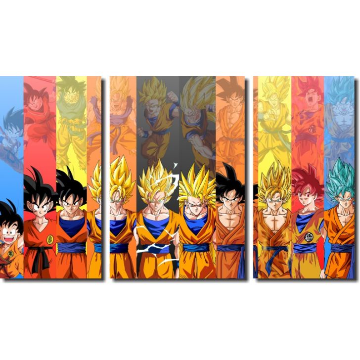 Quadro Decorativo Dragon Ball Z Goku Super Sayajin 3 Peças M8