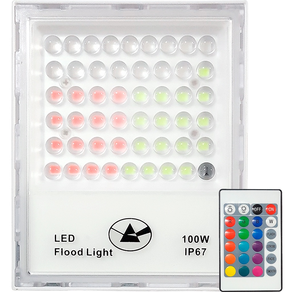 Refletor LED Colorido rgb 16 Cores Controle Remoto IP67 A prova d'agua ...