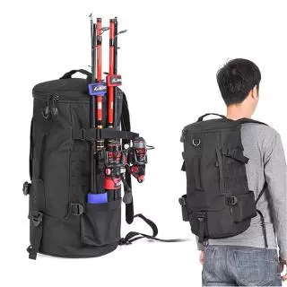 Saco De Pesca Mochila Portátil Titular Da Vara De Armazenamento De Equipamento Ferramentas Transportadora 23L Grande Capacidade Multiuso Ao Ar Livre
