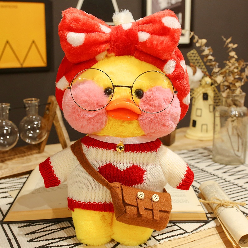 Pato de pelucia Lalafanfan Cafe Mimi 30cm Kawaii Tiktok